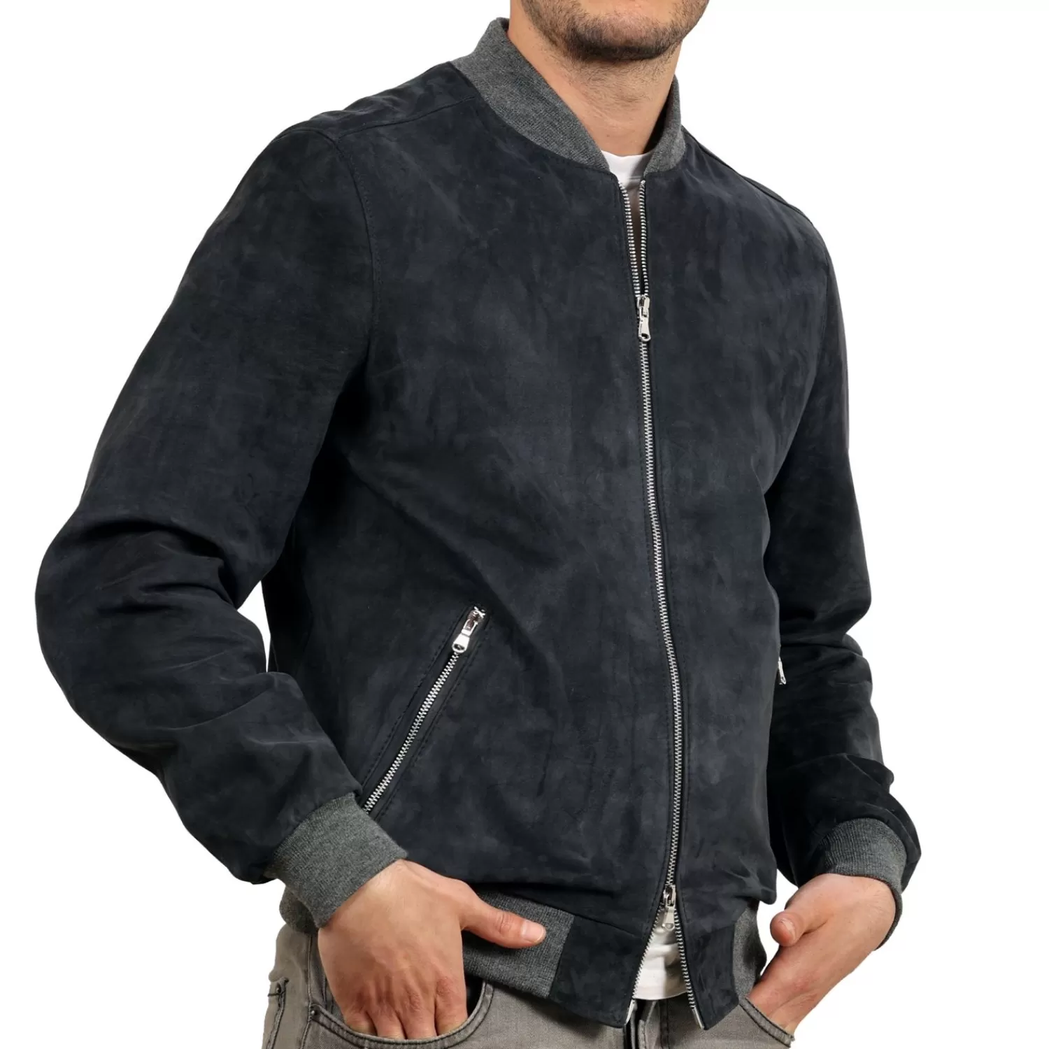 Imperatrice Calzature Capi Spalla In Pelle*Bomber In Camoscio Blu