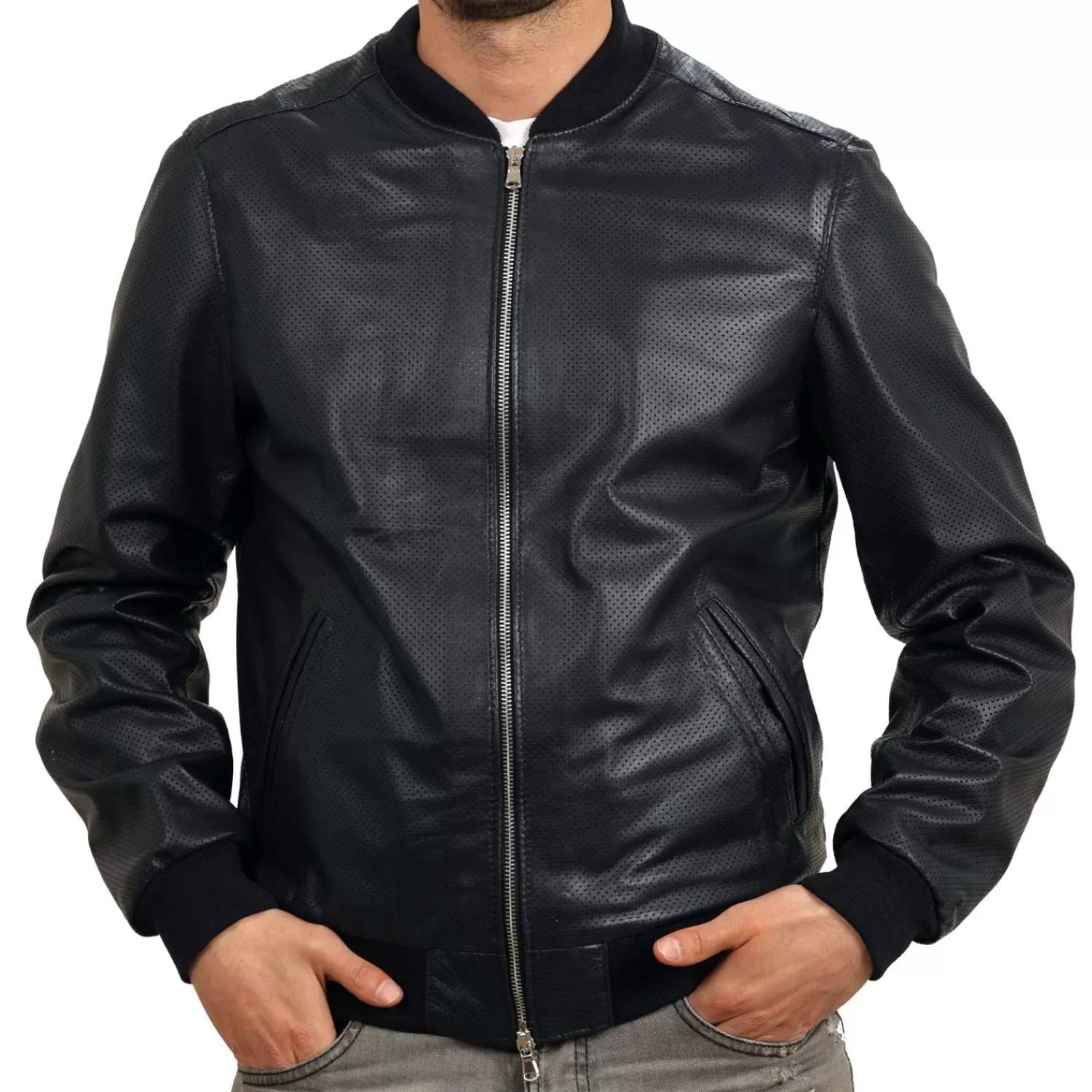 Imperatrice Calzature Capi Spalla In Pelle*Bomber In Pelle Di Vitello Traforato Blu