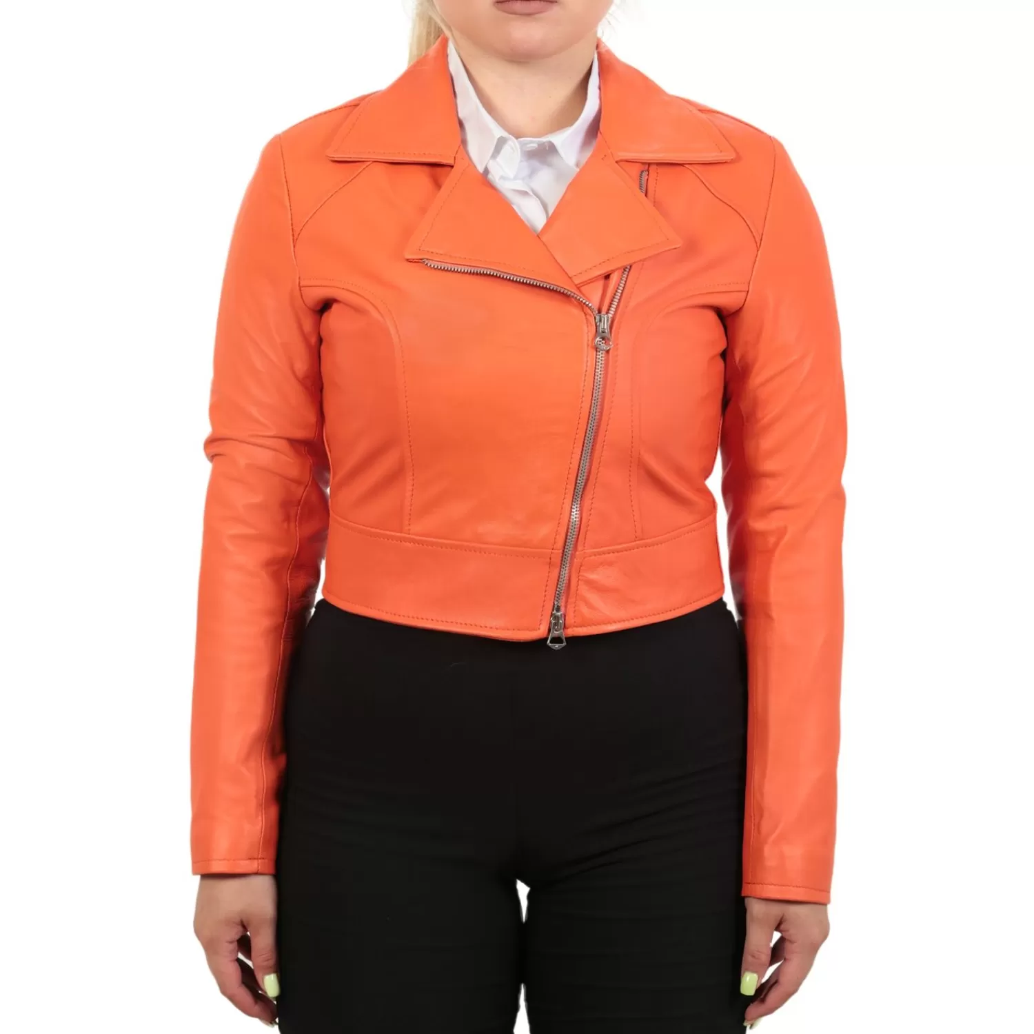 Imperatrice Calzature Capi Spalla In Pelle*Chiodo Corto In Pelle Di Vitello Arancio