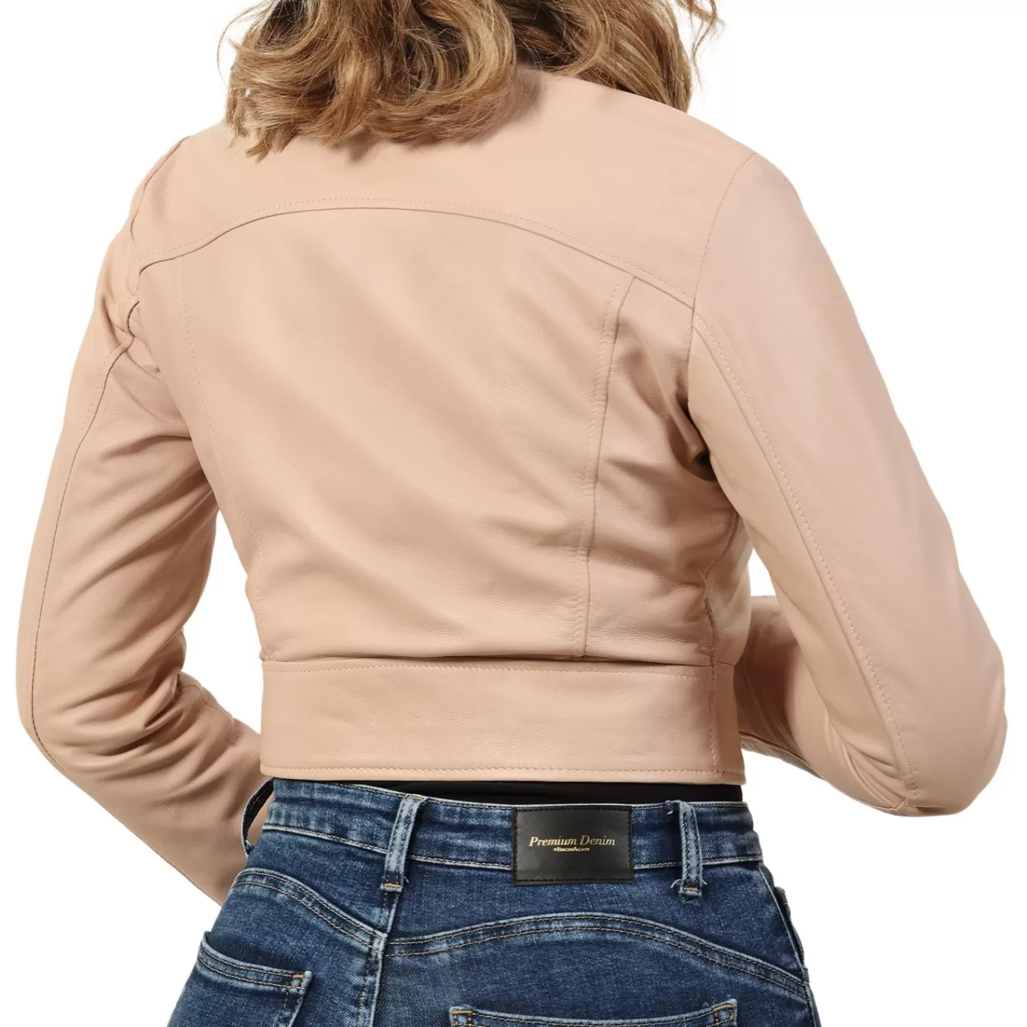 Imperatrice Calzature Capi Spalla In Pelle*Chiodo Corto In Pelle Di Vitello Con Borchie Cipria