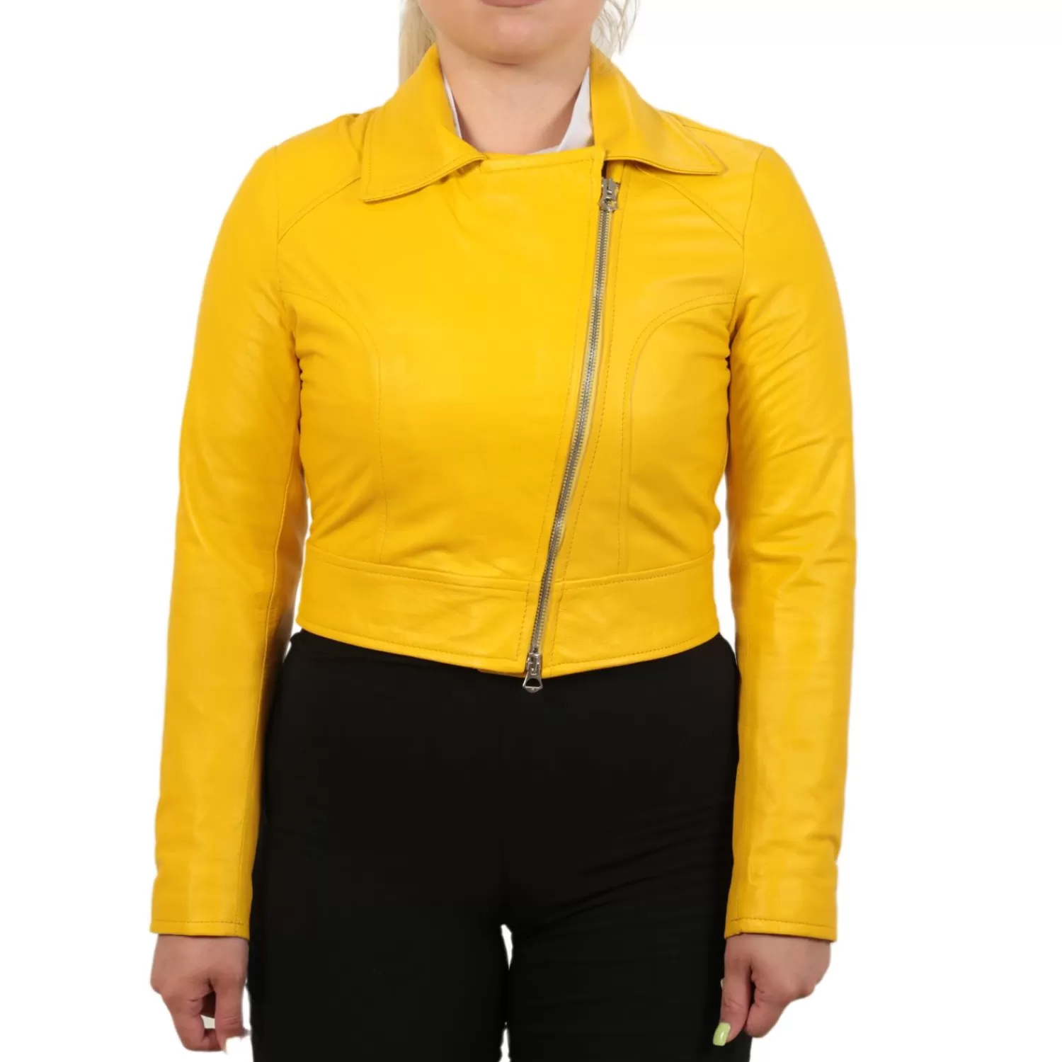 Imperatrice Calzature Capi Spalla In Pelle*Chiodo Corto In Pelle Di Vitello Giallo