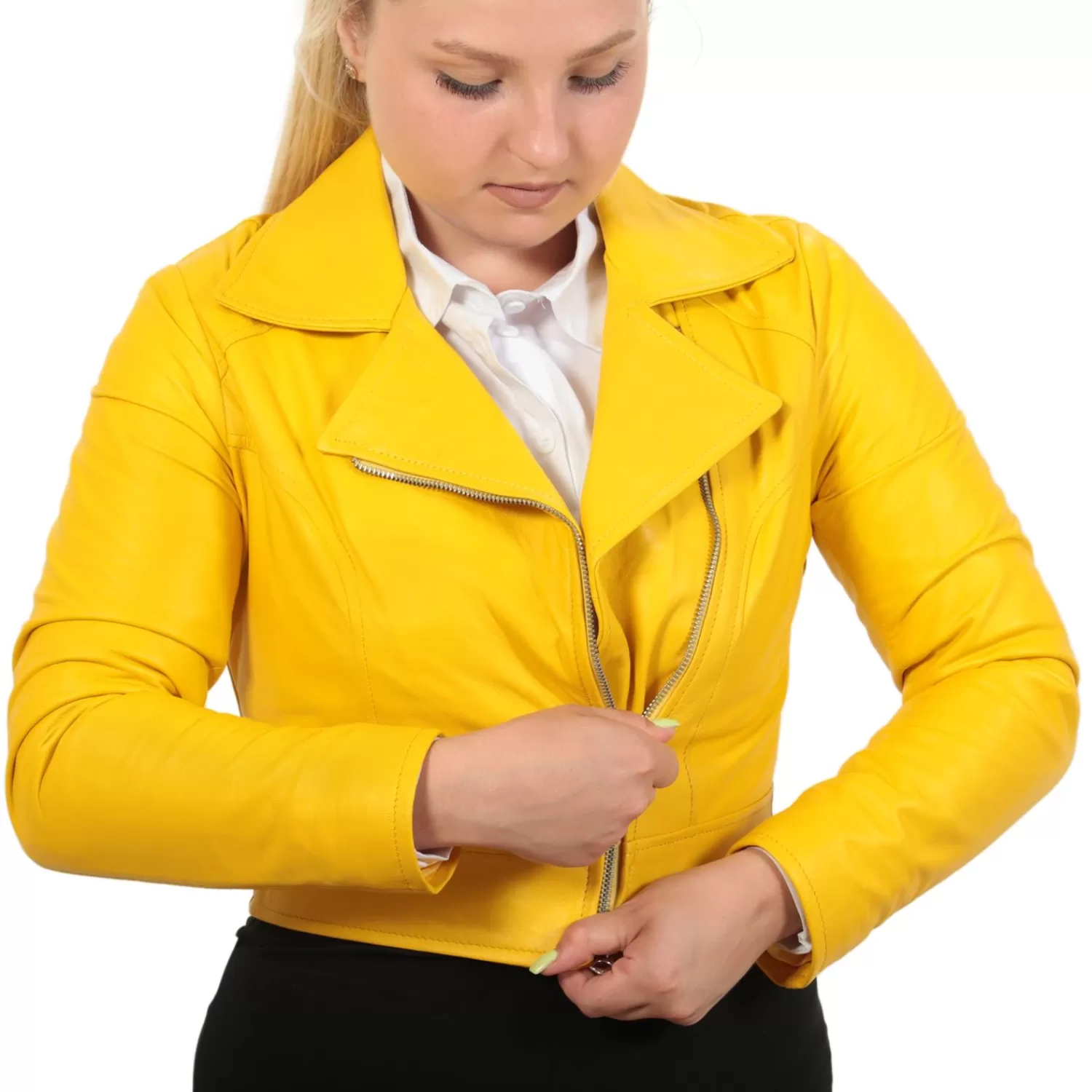 Imperatrice Calzature Capi Spalla In Pelle*Chiodo Corto In Pelle Di Vitello Giallo
