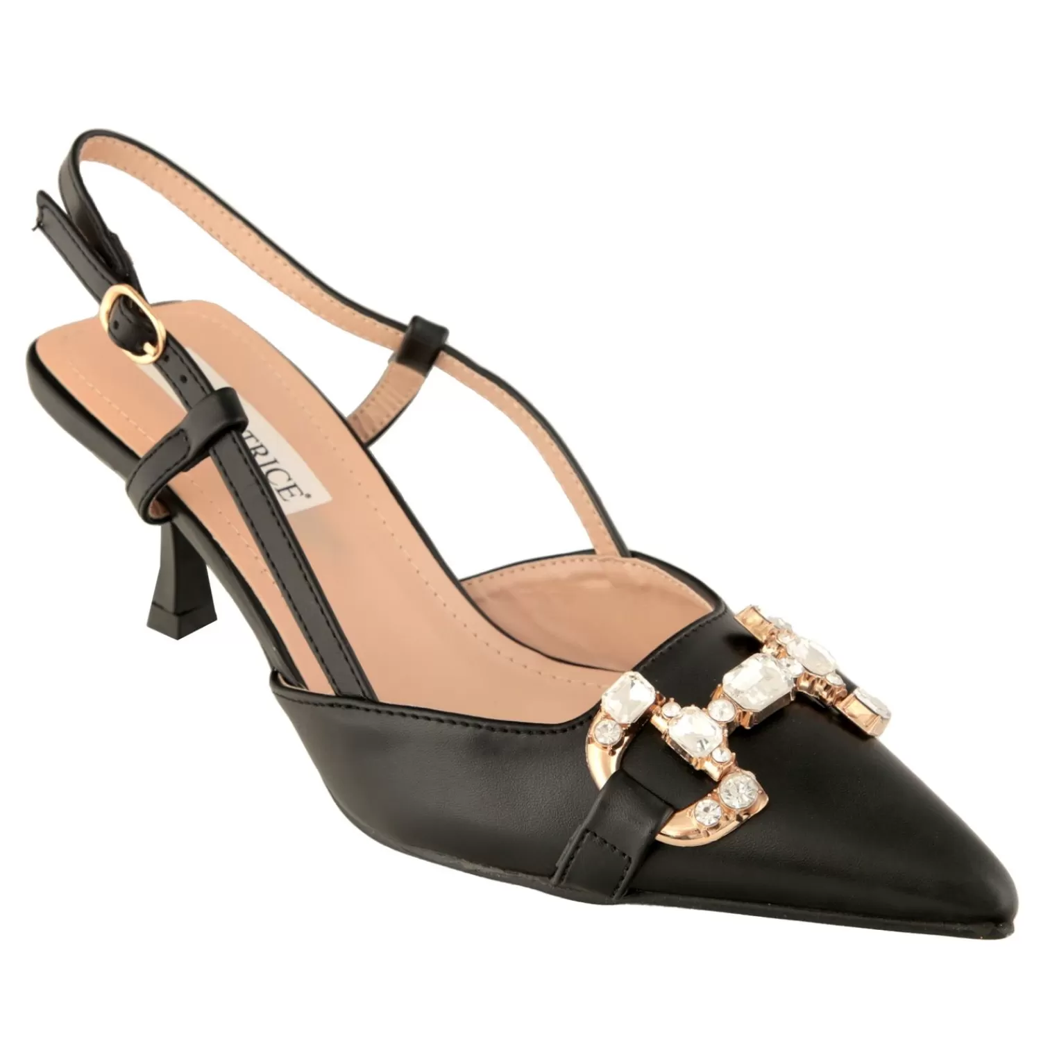 Imperatrice Calzature Sandali Con Tacco E Zeppa*Decollete Slingback Con Tacco A Spillo Basso E Dettaglio Color Oro E Strass