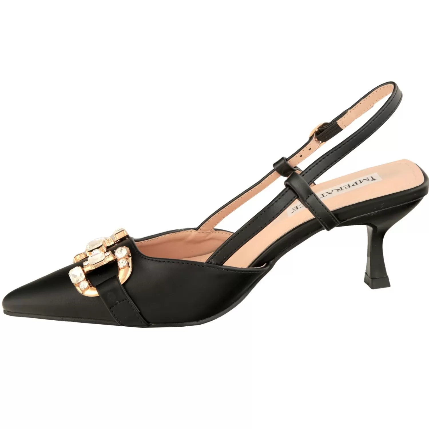 Imperatrice Calzature Sandali Con Tacco E Zeppa*Decollete Slingback Con Tacco A Spillo Basso E Dettaglio Color Oro E Strass