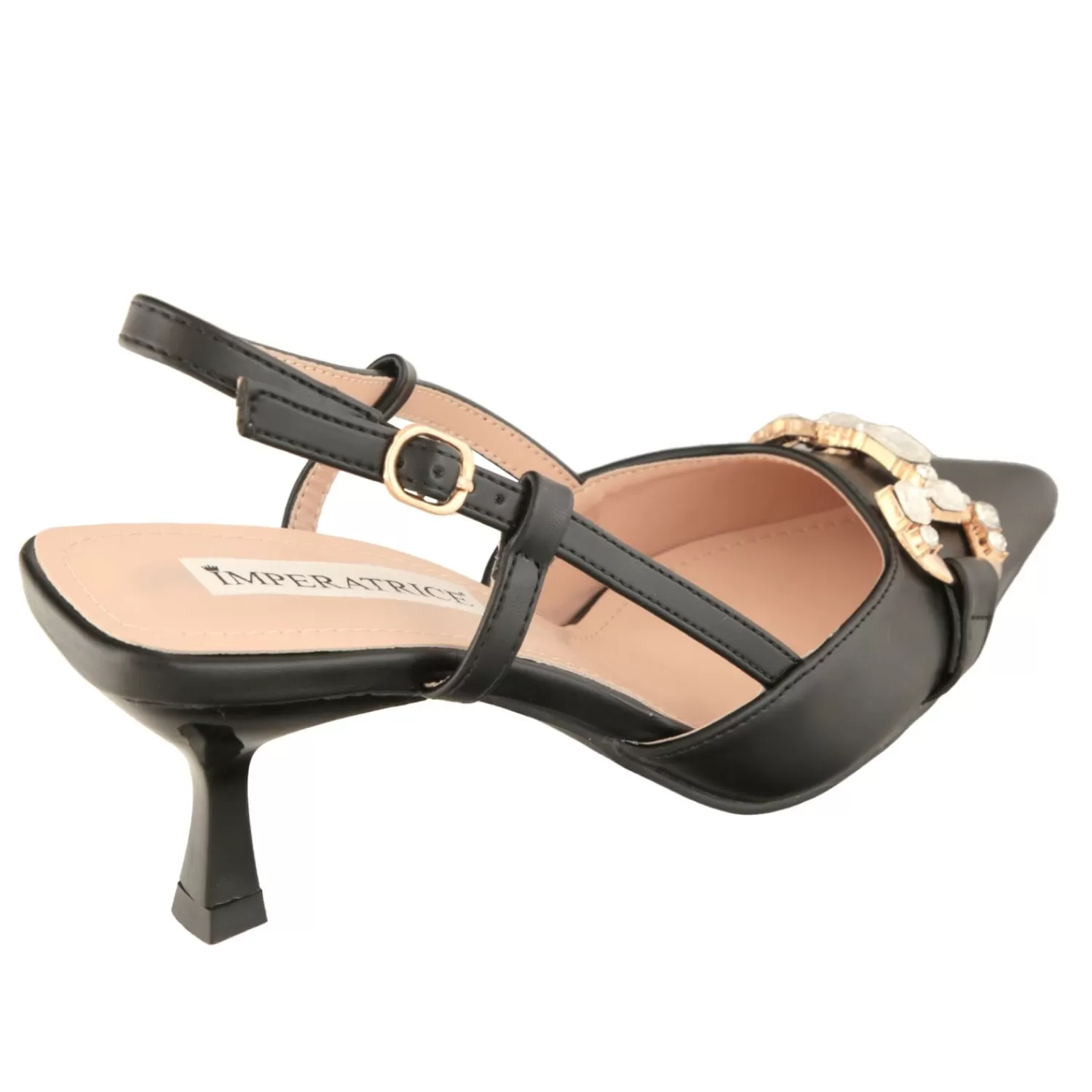 Imperatrice Calzature Sandali Con Tacco E Zeppa*Decollete Slingback Con Tacco A Spillo Basso E Dettaglio Color Oro E Strass