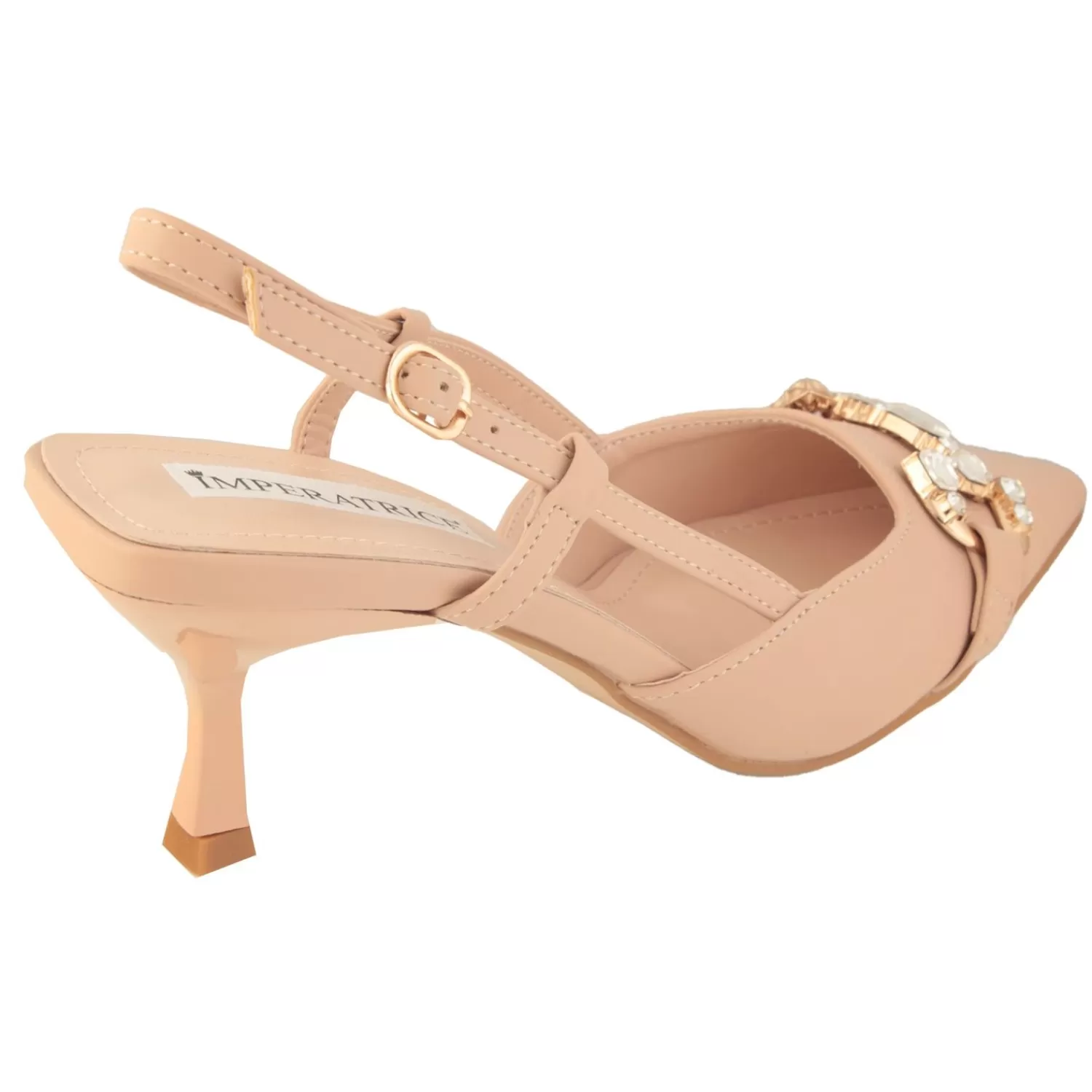 Imperatrice Calzature Sandali Con Tacco E Zeppa*Decollete Slingback Con Tacco A Spillo Basso E Dettaglio Color Oro E Strass