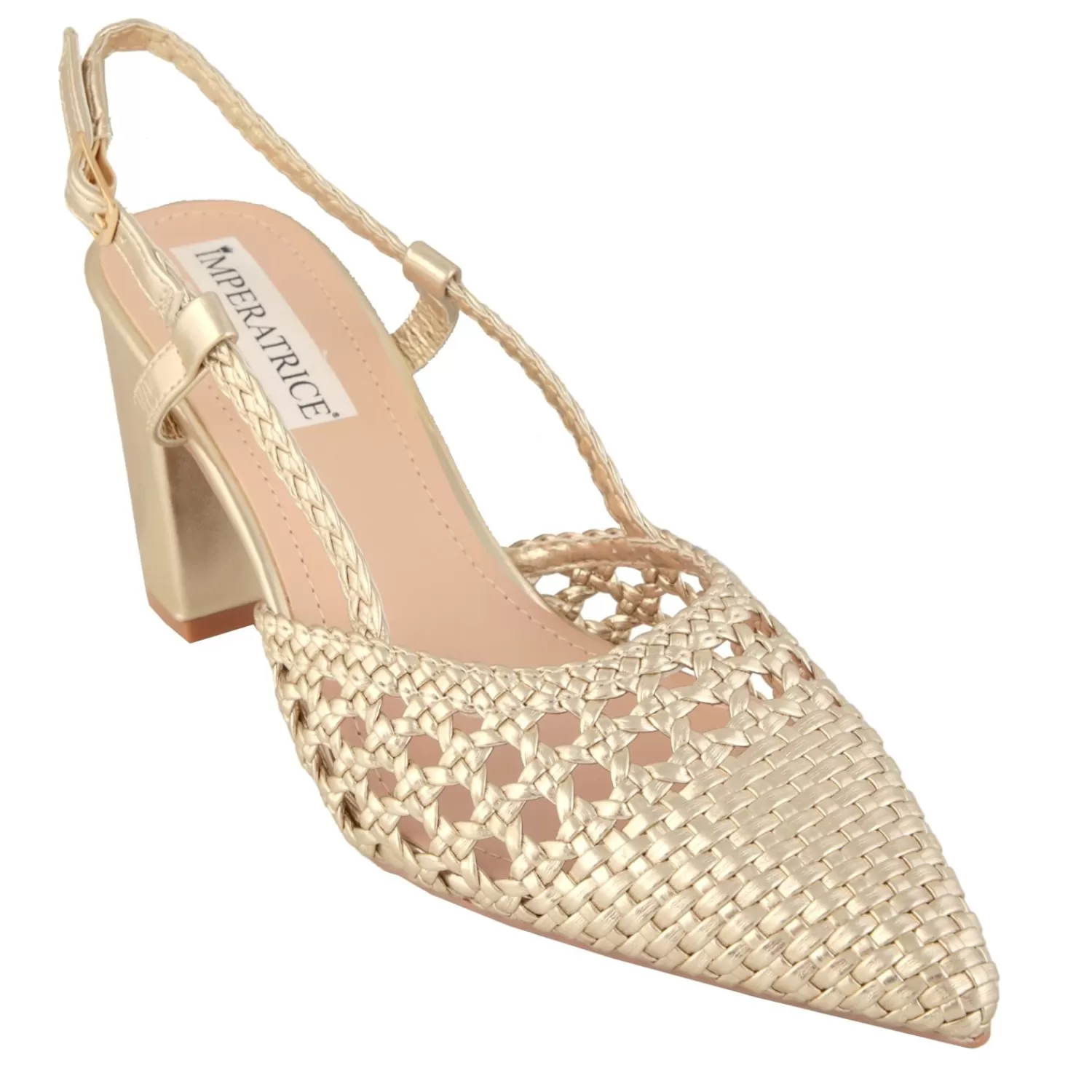 Imperatrice Calzature Sandali Con Tacco E Zeppa*Decollete Slingback Con Tomaia Intrecciata E Tacco Comodo Quadrato