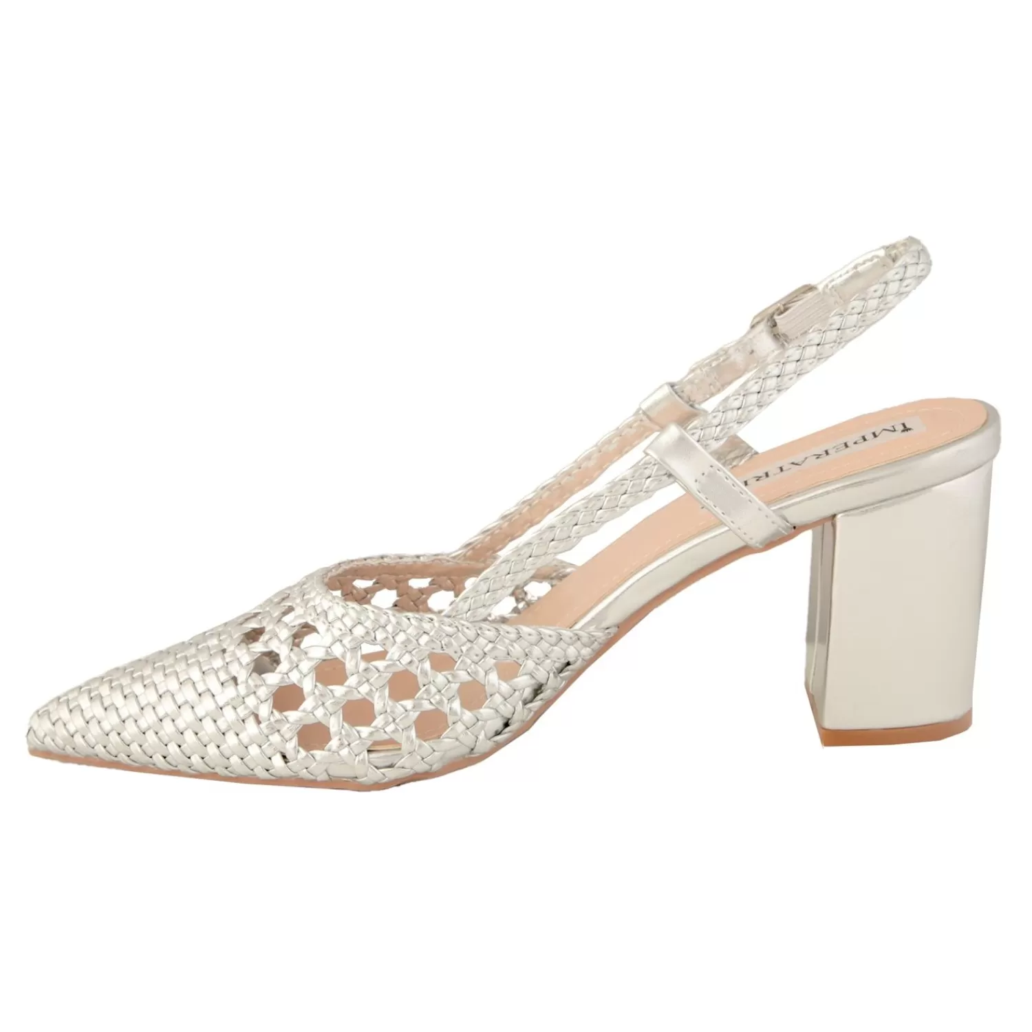 Imperatrice Calzature Sandali Con Tacco E Zeppa*Decollete Slingback Con Tomaia Intrecciata E Tacco Comodo Quadrato