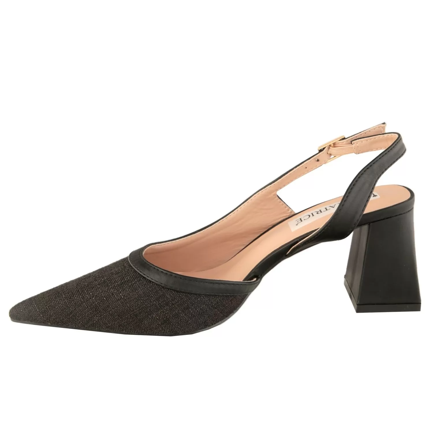 Imperatrice Calzature Sandali Con Tacco E Zeppa*Decollete Slingback In Tweed Con Tacco Comodo Quadrato