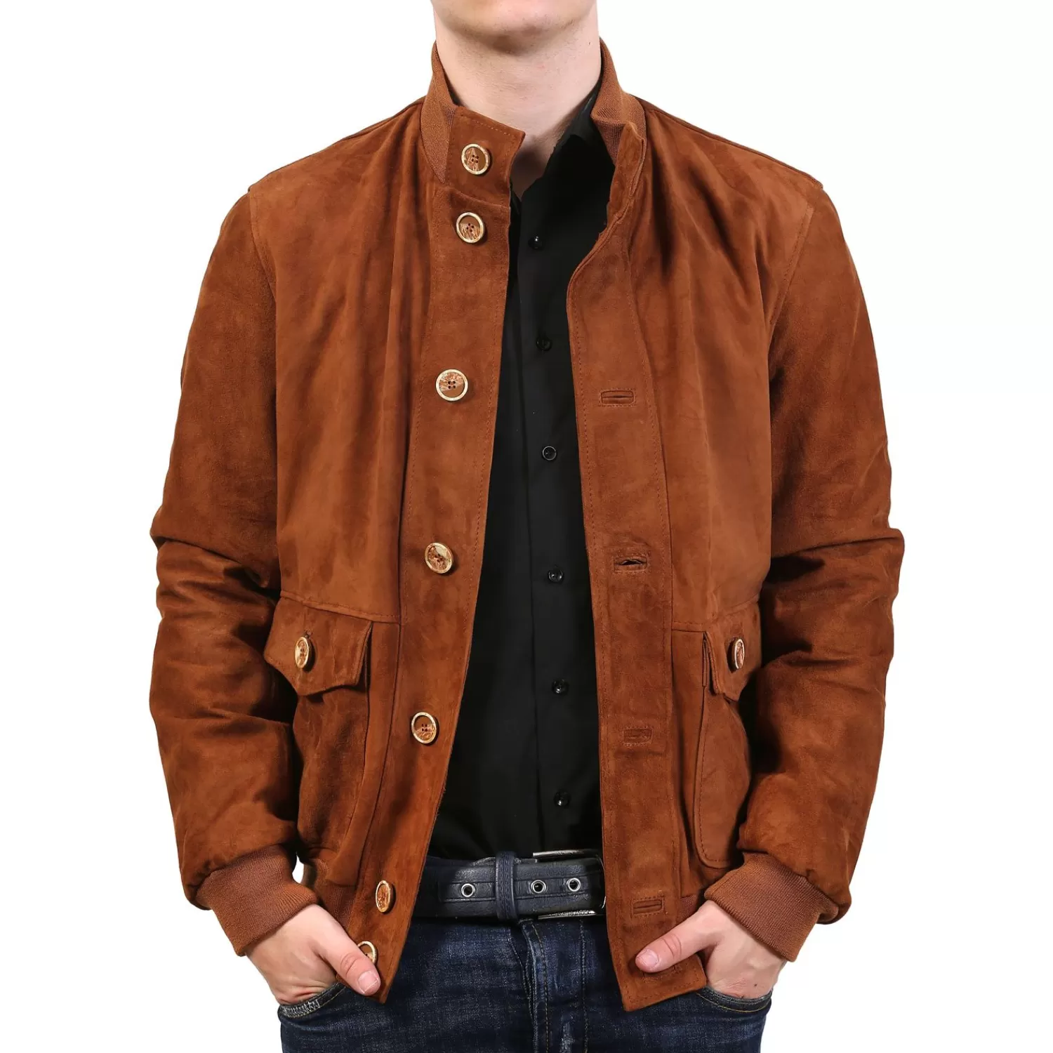 Imperatrice Calzature Capi Spalla In Pelle*Giubbino In Camoscio Con Tasconi Color Tabacco
