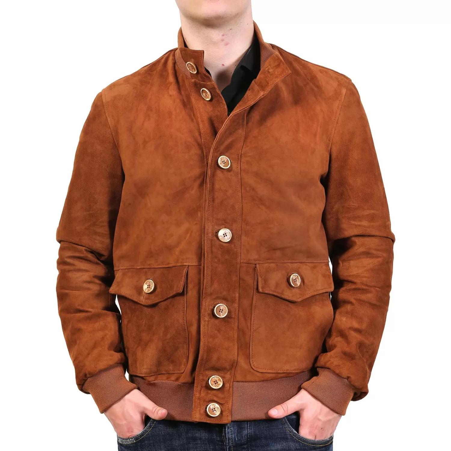 Imperatrice Calzature Capi Spalla In Pelle*Giubbino In Camoscio Con Tasconi Color Tabacco