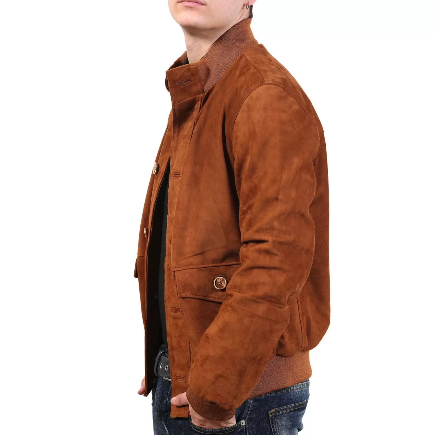 Imperatrice Calzature Capi Spalla In Pelle*Giubbino In Camoscio Con Tasconi Color Tabacco