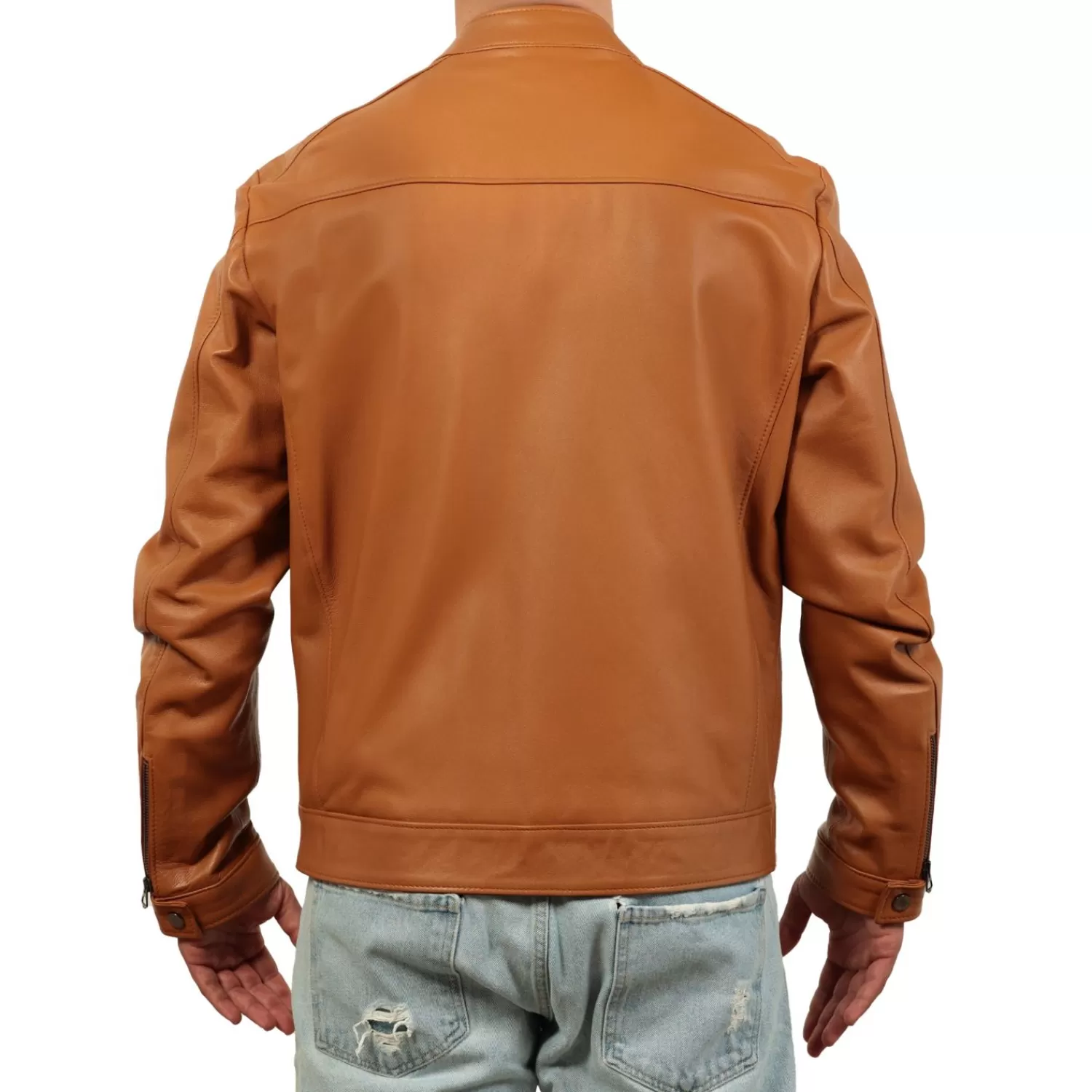 Imperatrice Calzature Capi Spalla In Pelle*Giubbino In Vera Pelle Di Vitello Color Cuoio