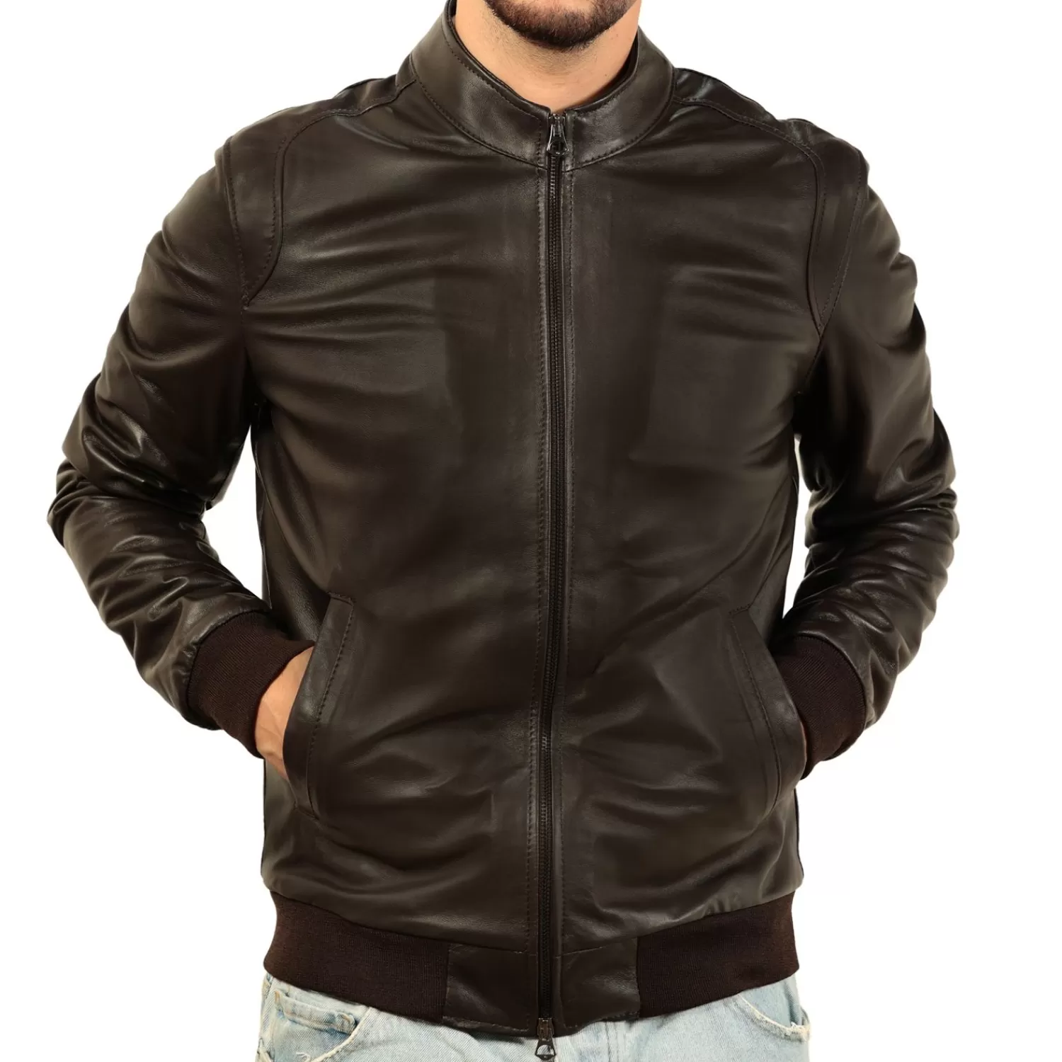 Imperatrice Calzature Capi Spalla In Pelle*Giubbino In Vera Pelle Di Vitello Foderato Con Trapunta Invernale
