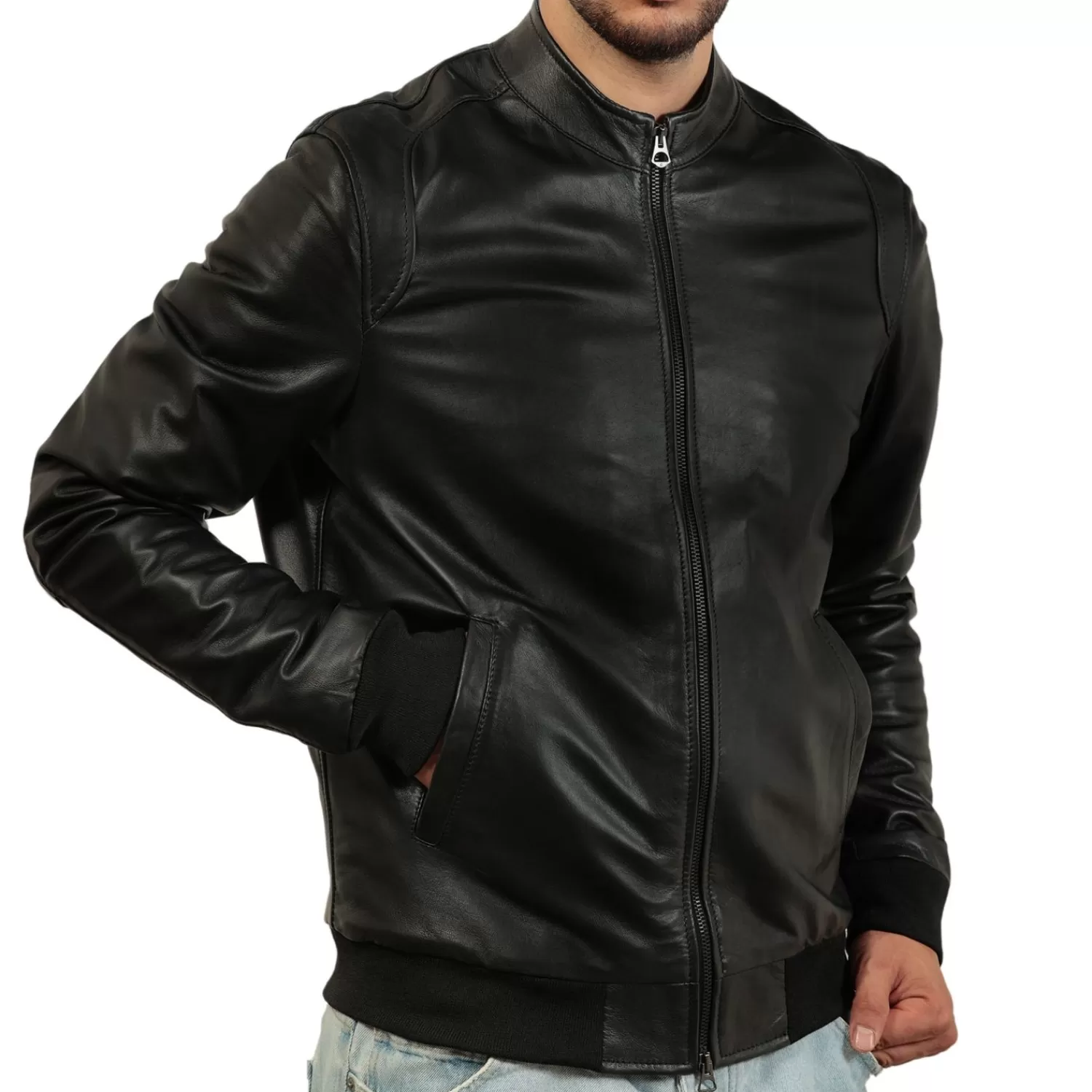 Imperatrice Calzature Capi Spalla In Pelle*Giubbino In Vera Pelle Di Vitello Foderato Con Trapunta Invernale