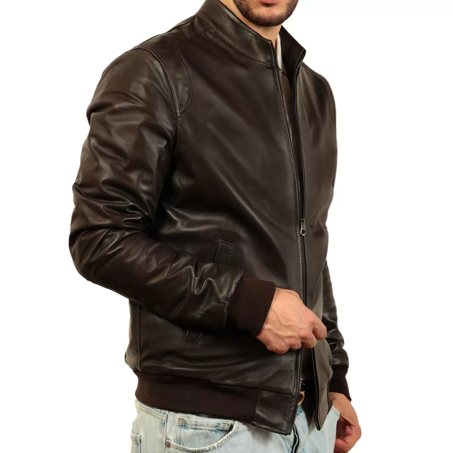 Imperatrice Calzature Capi Spalla In Pelle*Giubbino In Vera Pelle Di Vitello Foderato Con Trapunta Invernale
