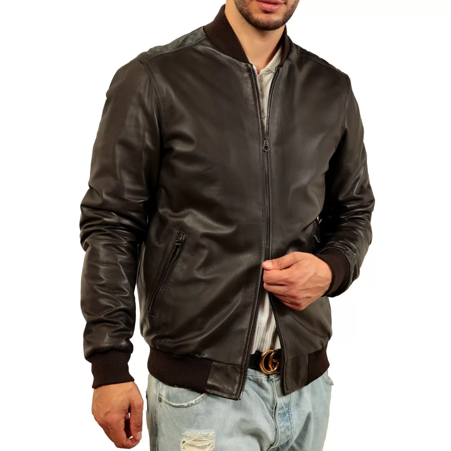 Imperatrice Calzature Capi Spalla In Pelle*Giubbino In Vera Pelle Di Vitello Foderato Con Trapunta Invernale