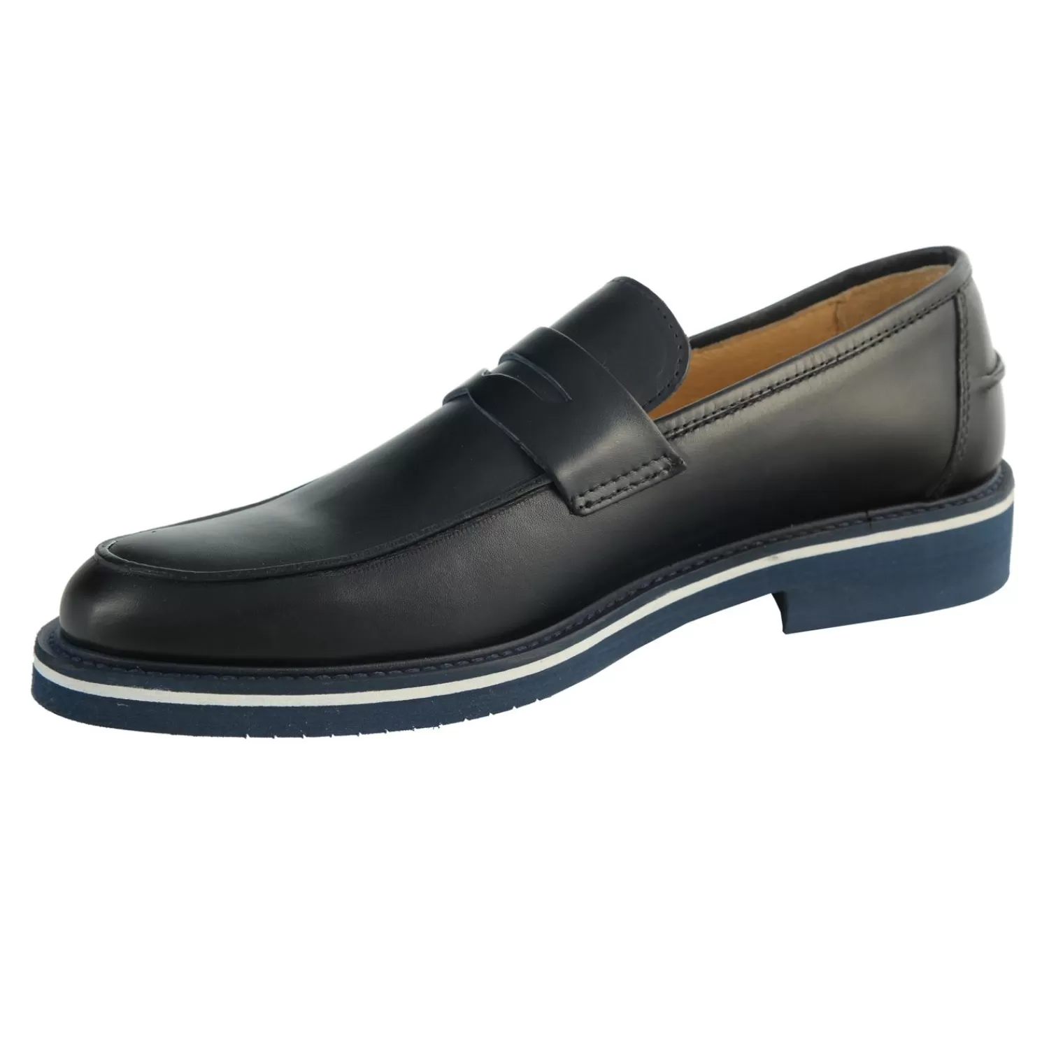 Imperatrice Calzature Mocassini*Mocassino In Pelle Crust Con Suola In Micro Ultra Leggera Blu