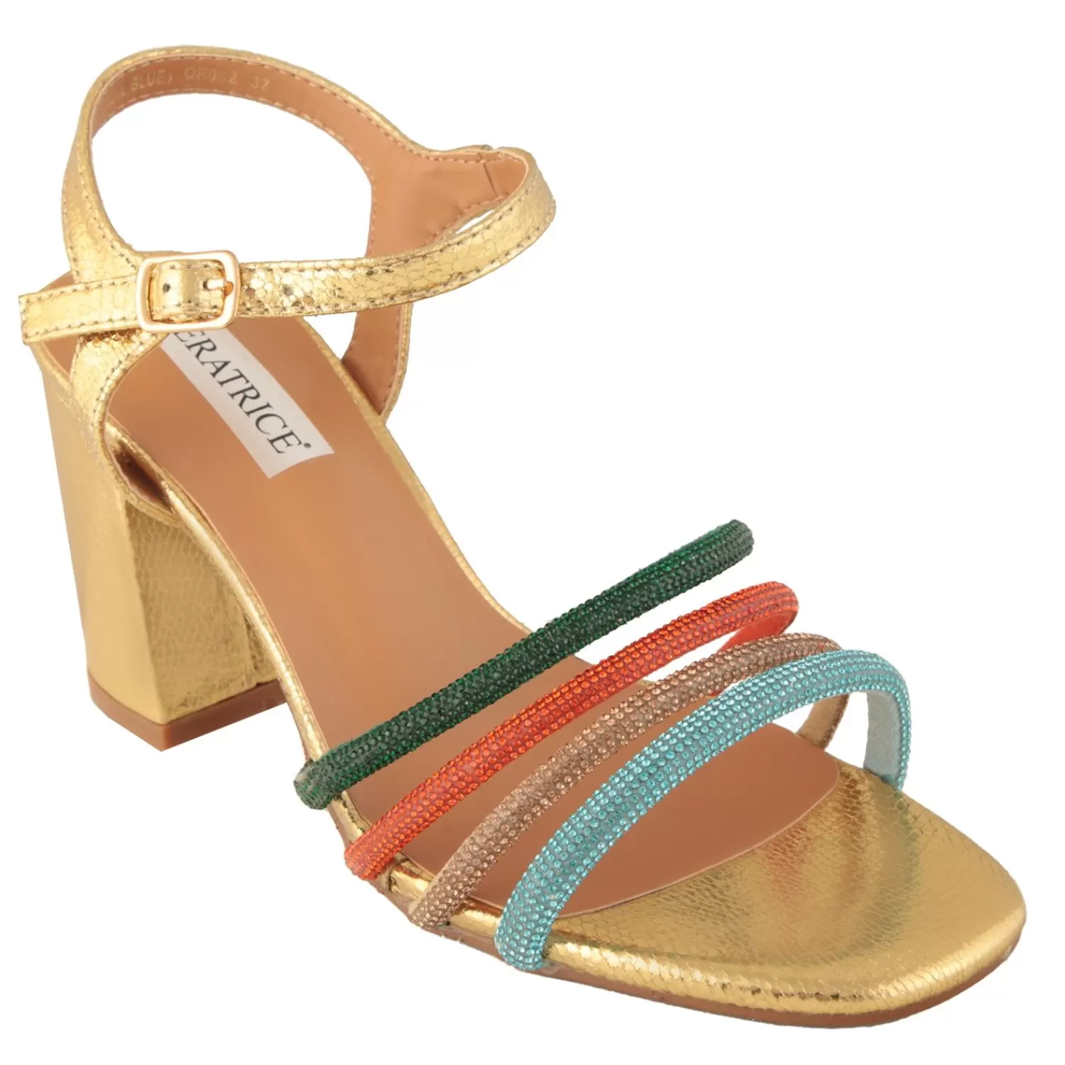 Imperatrice Calzature Sandali Con Tacco E Zeppa*Sandali Con Strass Multicolore E Tacco Alto Quadrato
