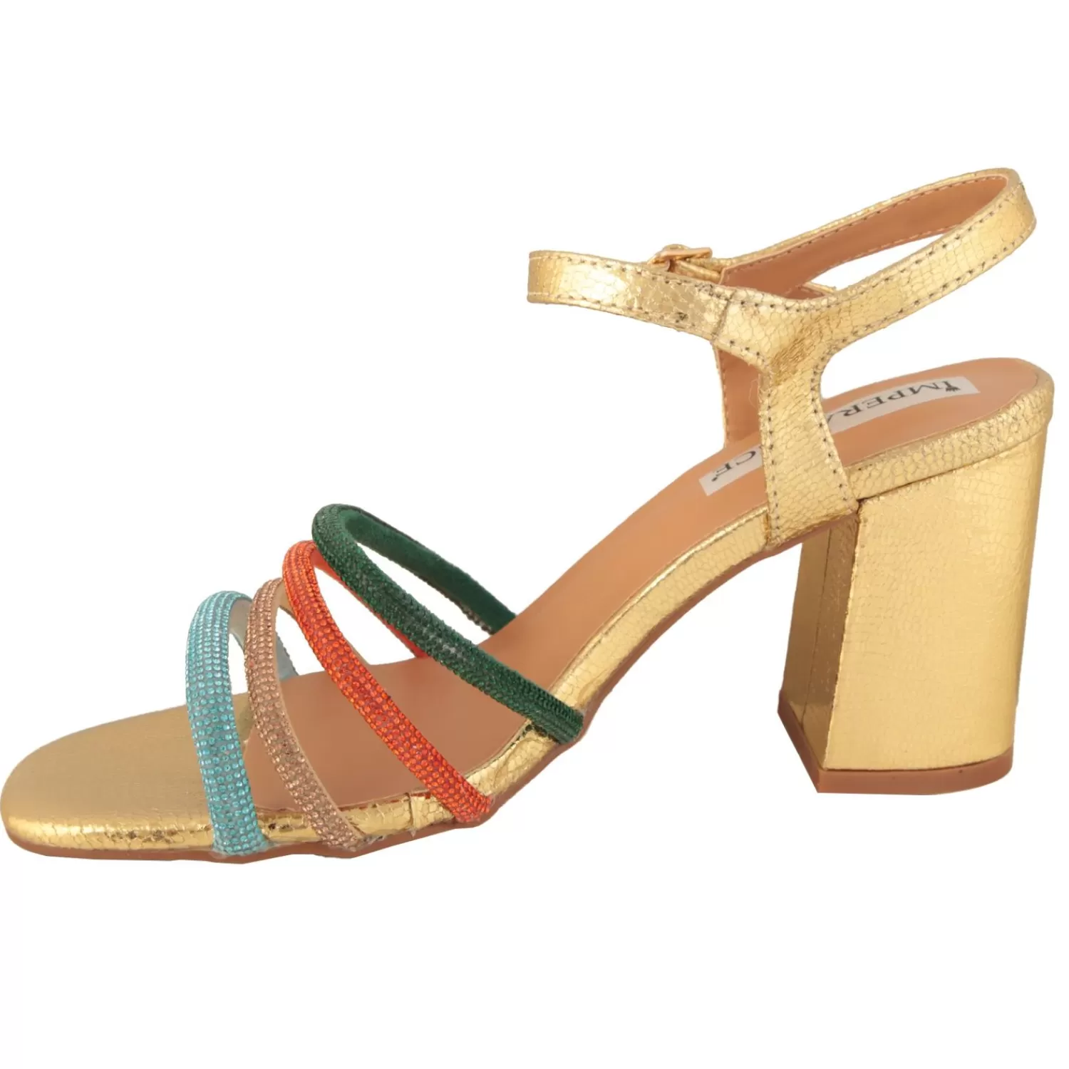 Imperatrice Calzature Sandali Con Tacco E Zeppa*Sandali Con Strass Multicolore E Tacco Alto Quadrato