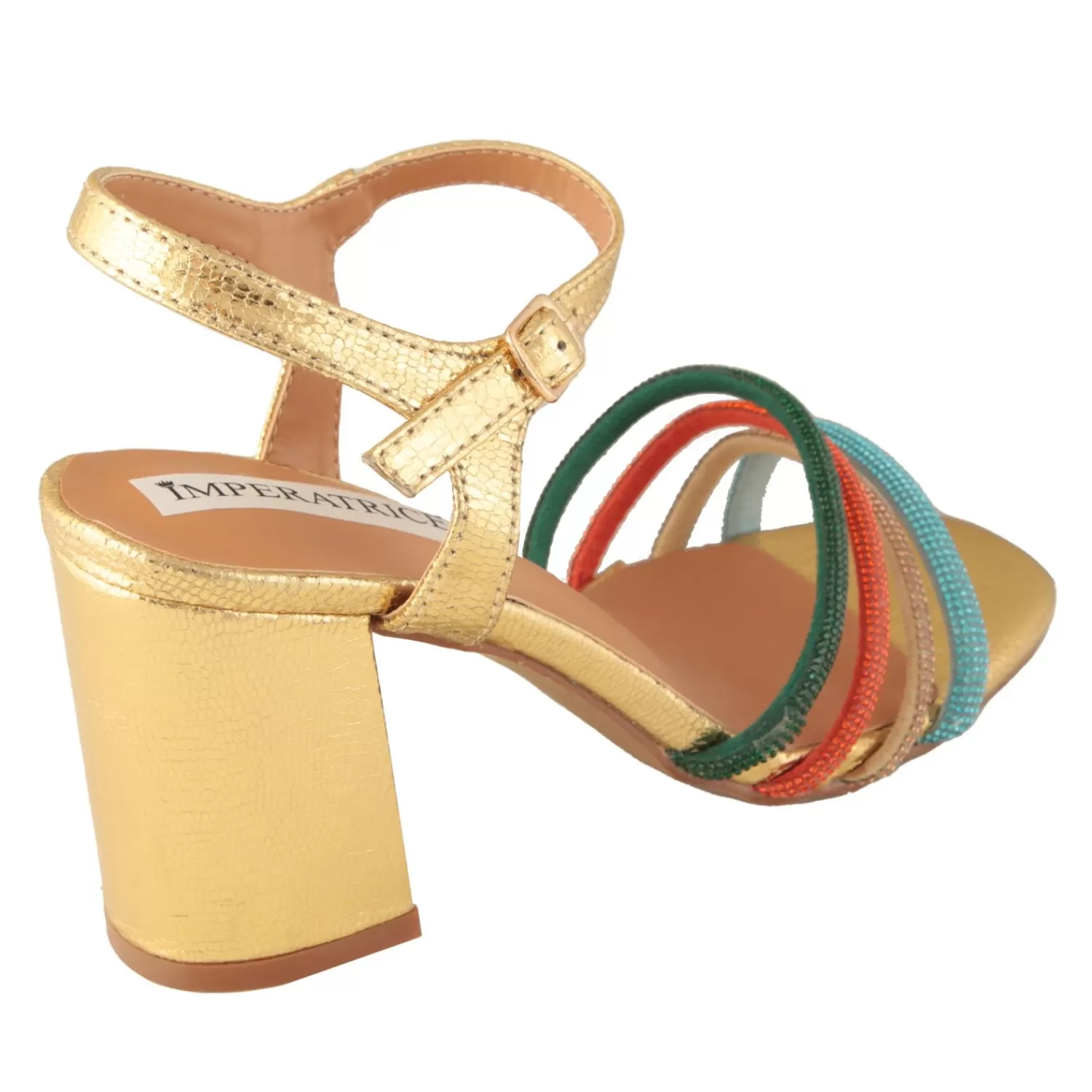 Imperatrice Calzature Sandali Con Tacco E Zeppa*Sandali Con Strass Multicolore E Tacco Alto Quadrato