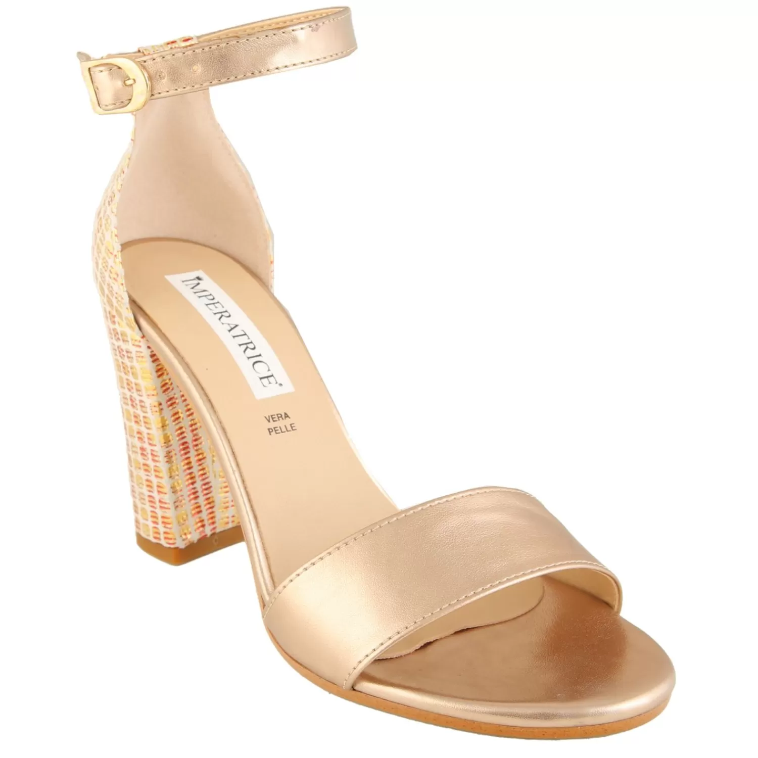 Imperatrice Calzature Sandali Con Tacco E Zeppa*Sandali In Vera Pelle Con Tacco Quadrato Multicolore