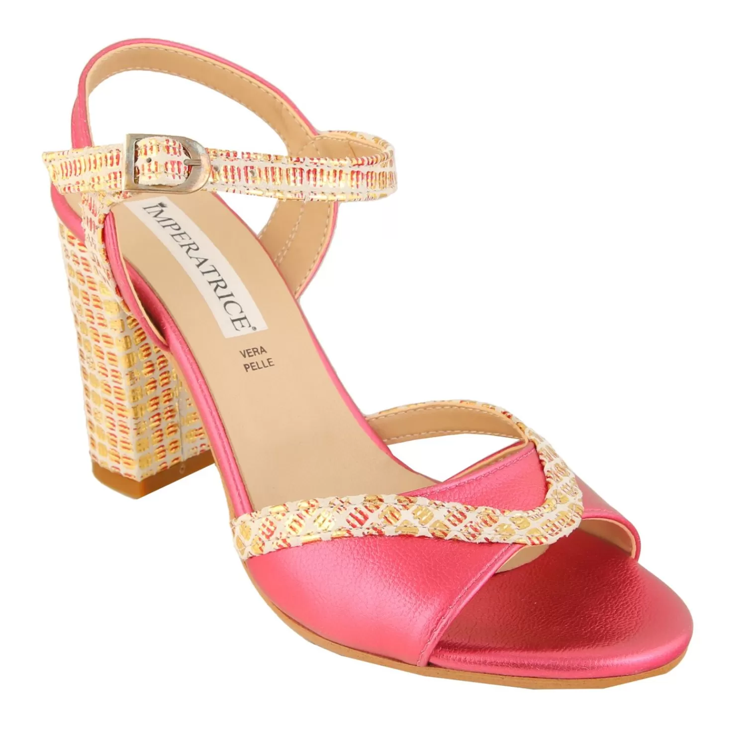 Imperatrice Calzature Sandali Con Tacco E Zeppa*Sandali In Vera Pelle Con Tacco Quadrato Multicolore