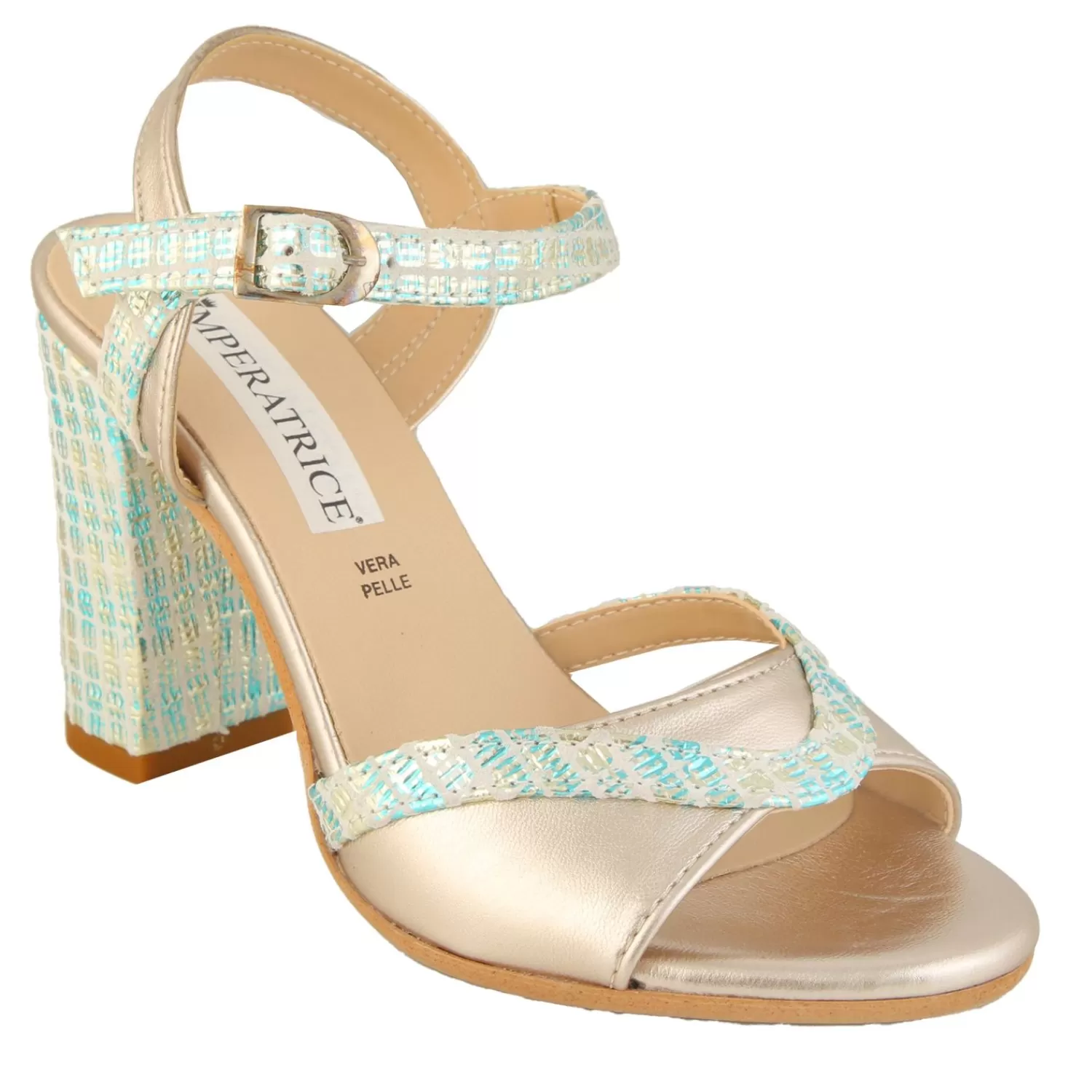 Imperatrice Calzature Sandali Con Tacco E Zeppa*Sandali In Vera Pelle Con Tacco Quadrato Multicolore
