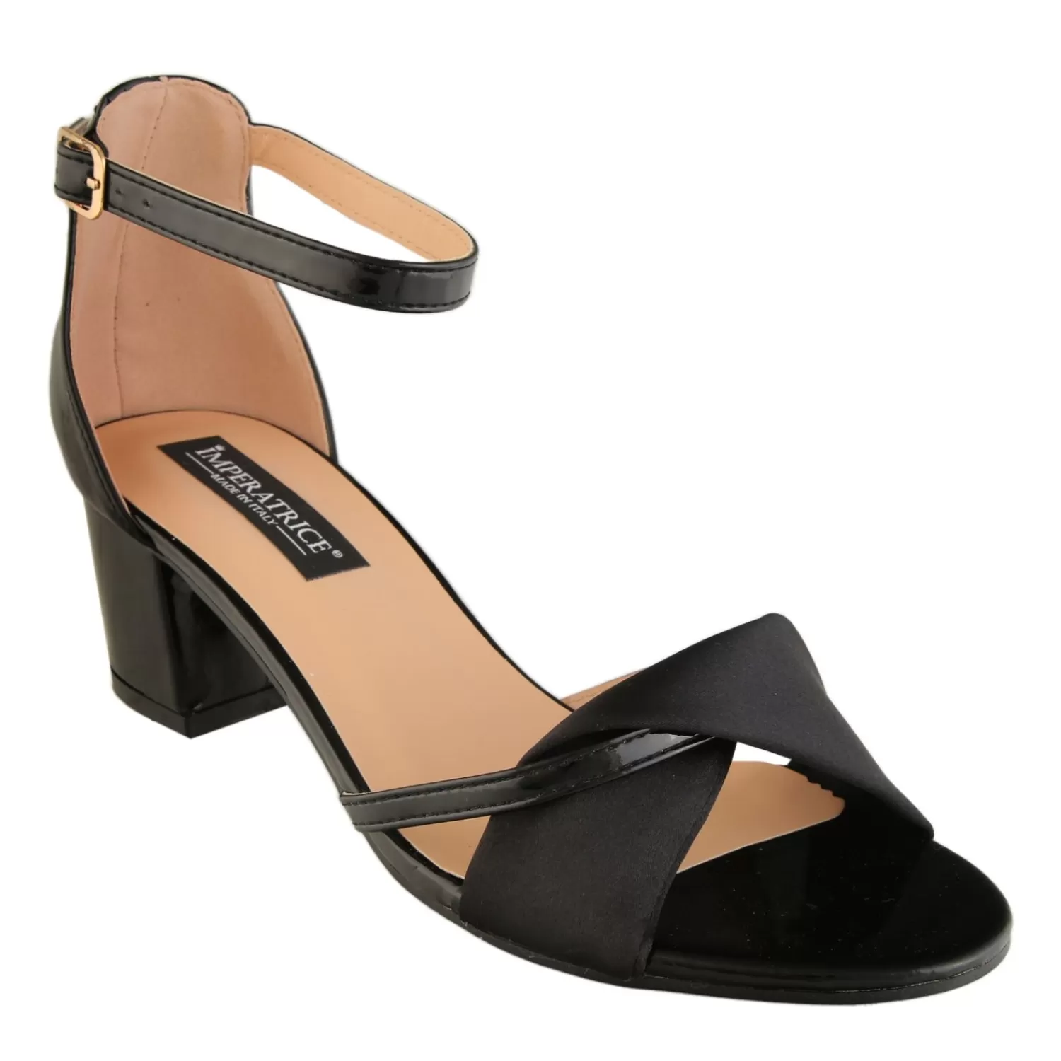 Imperatrice Calzature Sandali Con Tacco E Zeppa*Sandali In Vernice Con Tacco Comodo E Fascia In Simil Raso