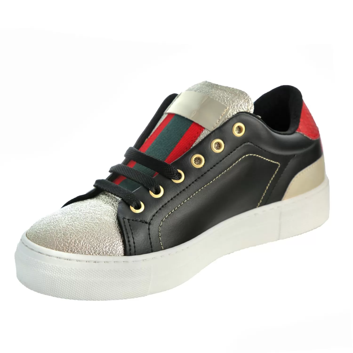 Imperatrice Calzature Sneakers*Sneakers In Pelle Con Inserto Laminato