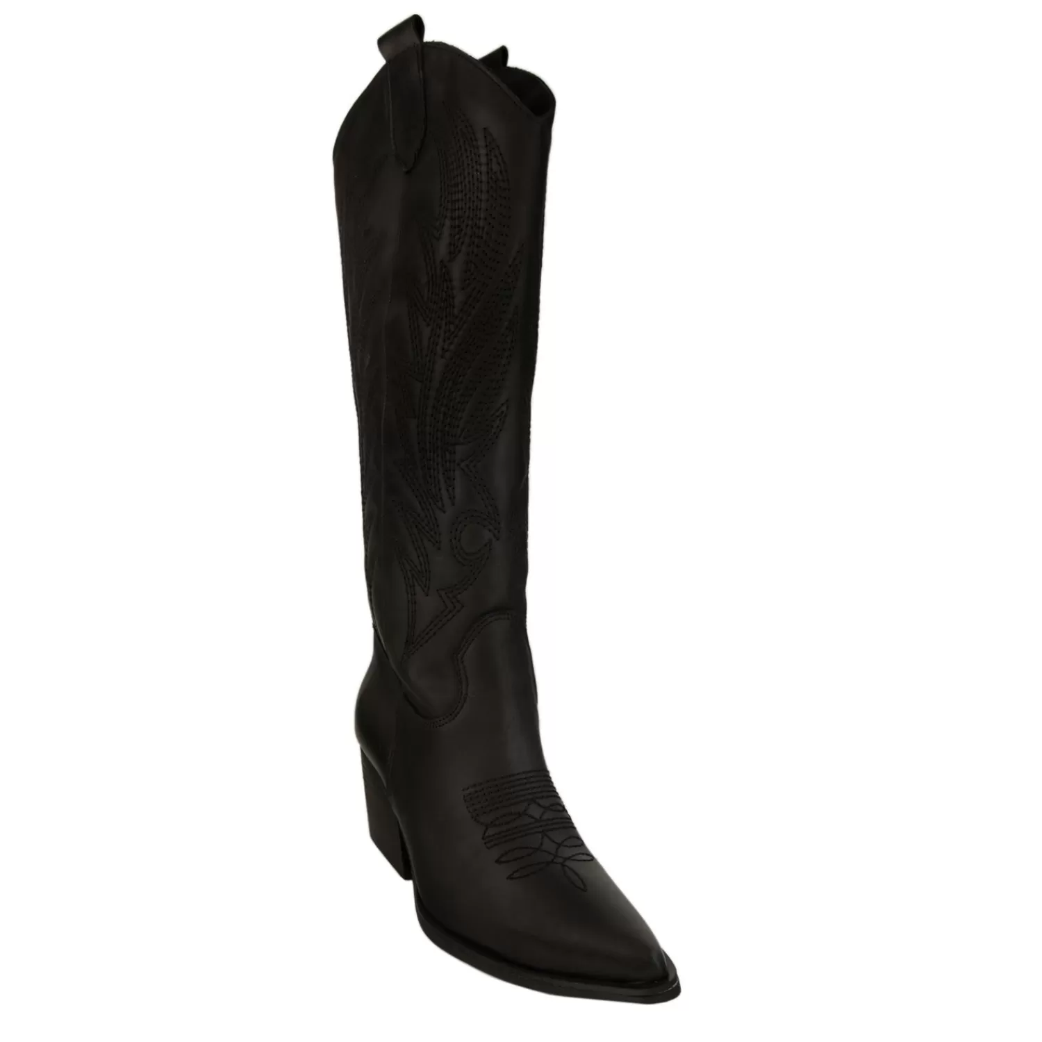 Imperatrice Calzature Stivali*Stivale Texano In Vera Pelle Di Vitello Con Vero Ricamo