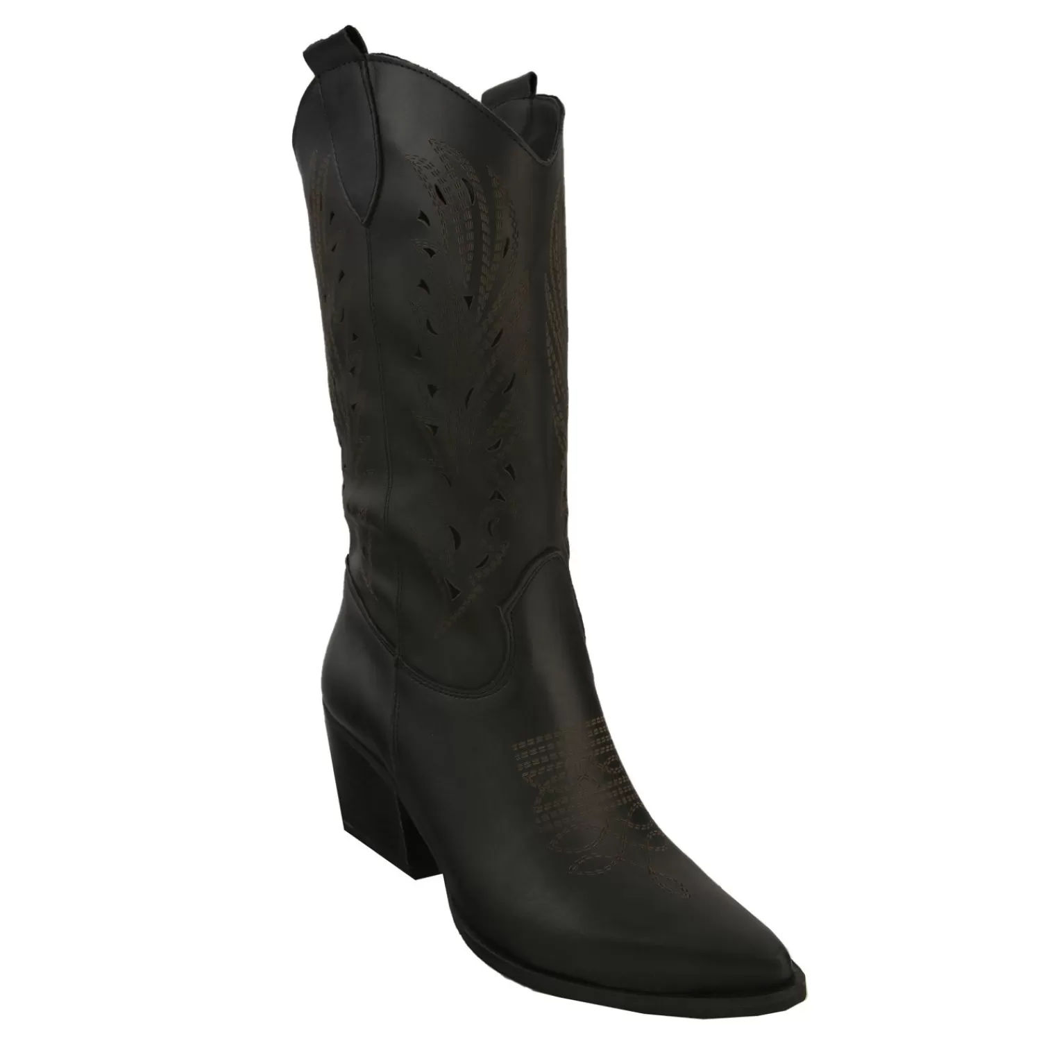 Imperatrice Calzature Stivaletti*Stivaletti Texani In Vera Pelle Di Vitello Laserata Con Tacco Comodo
